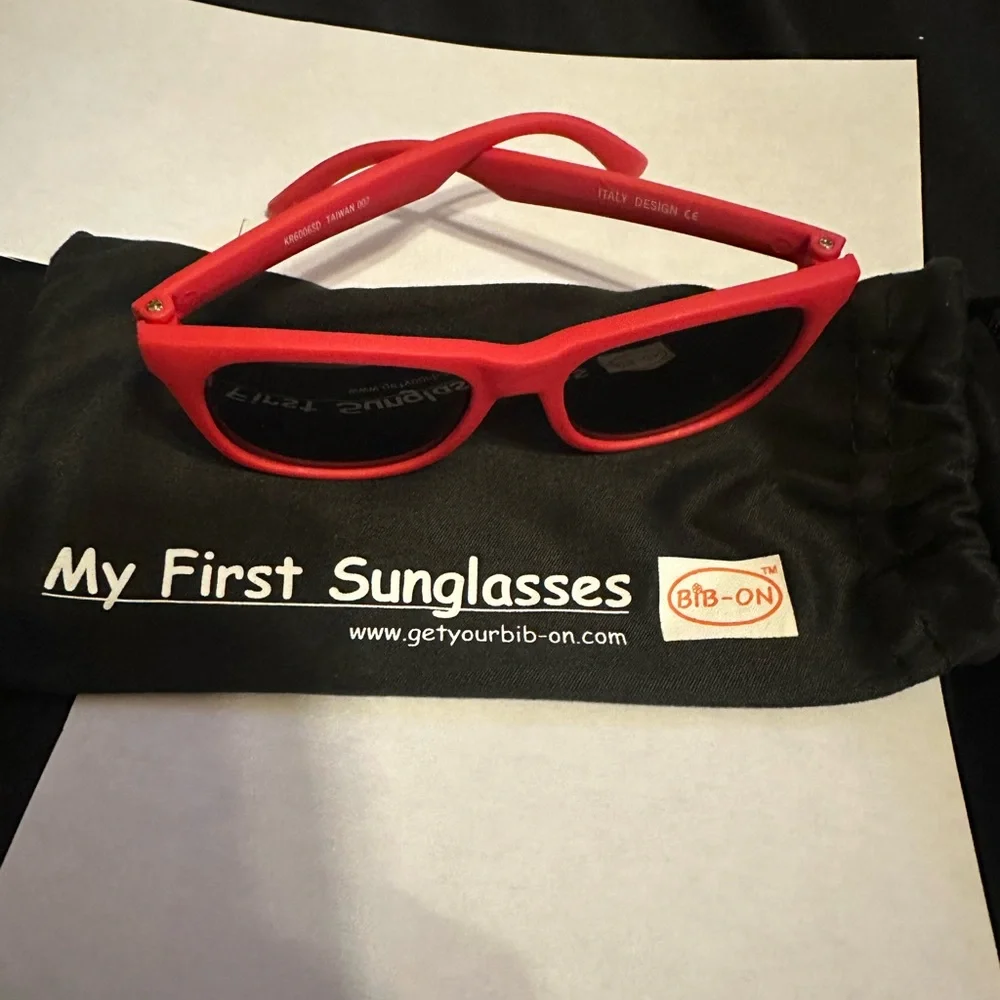 Vibrant Red Sunglasses with Dark Lenses for babies.
